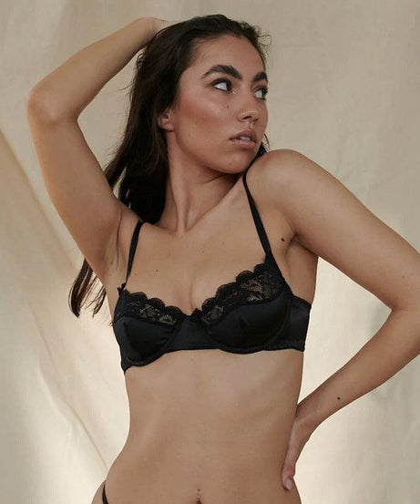 Elastic Satin Lace Edge Bra - ForVanity bras, women's lingerie Bras