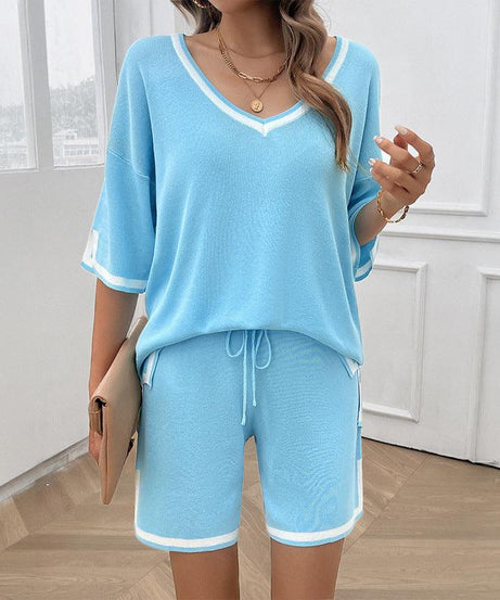 Summer Women Casual Sweater Shorts Outfit - ForVanity sweaters outfits, women's outfits Sweaters Outfits