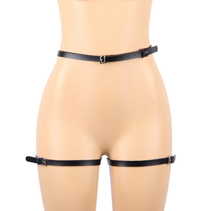 Black Bow Leather All Matching Stylish Adjustable Waist Chain Garter