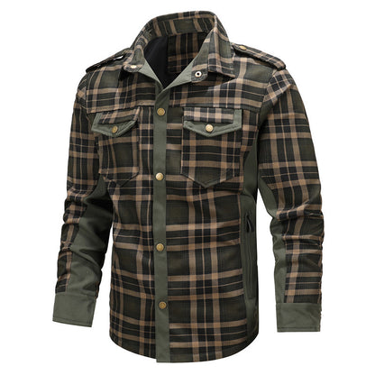 Men's Casual Plaid Jacket: Trendy Cotton Comfort