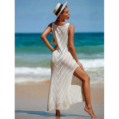 Travel Vacation Breathable Knitted Maxi Dress Beach