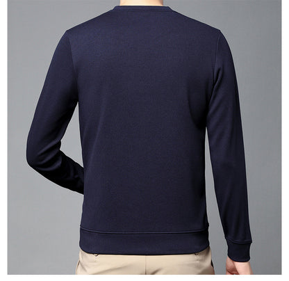 Men's Slim-Fit Long Sleeve Pullover - Round Neck Casual Top