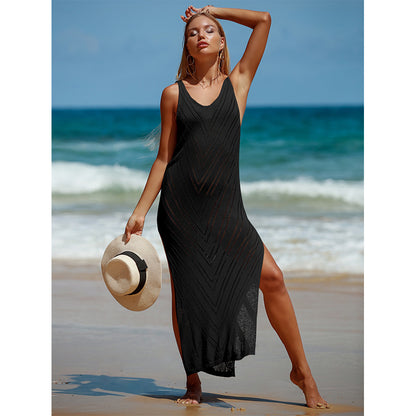 Travel Vacation Breathable Knitted Maxi Dress Beach