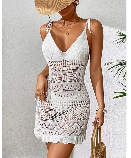 Short Knitted Knitted Beach Dress - ForVanity dress, Vacation Dress Vacation Dress
