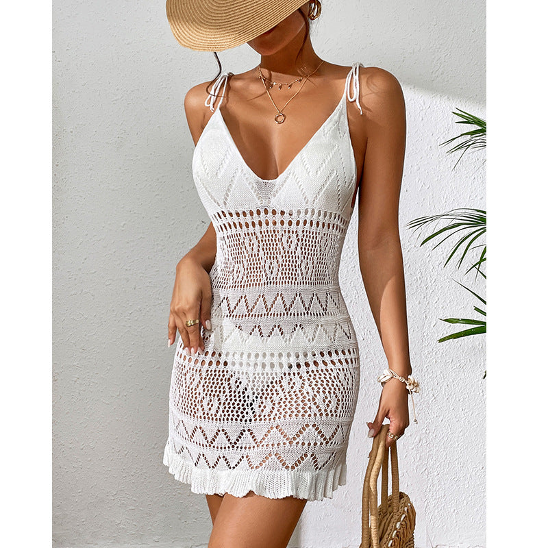 Short Knitted Knitted Beach Dress - ForVanity dress, Vacation Dress Vacation Dress