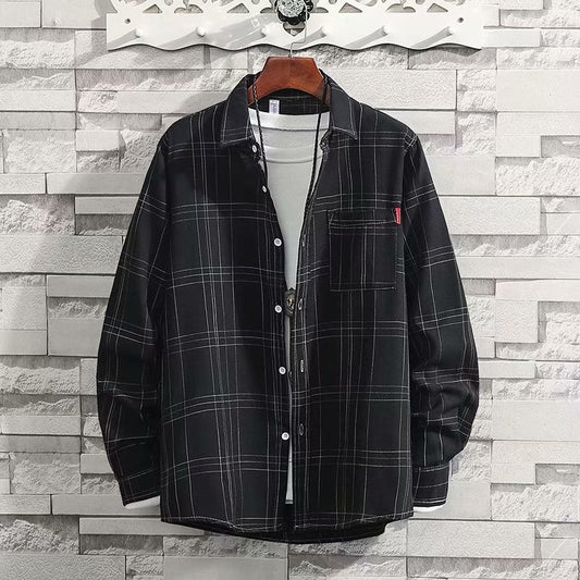 Men's Plaid Square Collar Long Sleeve Shirt: The Perfect Blend of Relaxation & Elegance