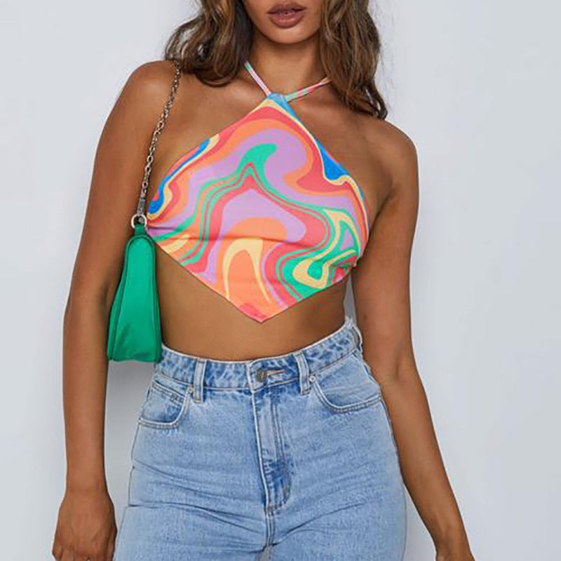 Summer Slim Fit Backless Cropped Top - ForVanity women's clothing, women's tops & tees Tops & Tees