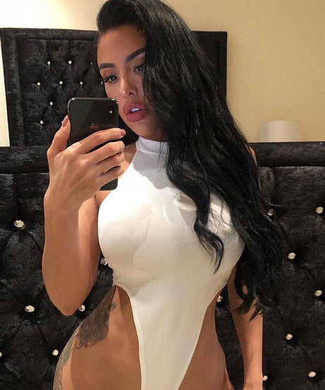 Summer Slim High Slit Bodysuit - ForVanity women's bodysuits, women's clothing Bodysuits