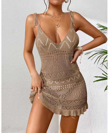 Short Knitted Knitted Beach Dress - ForVanity dress, Vacation Dress Vacation Dress