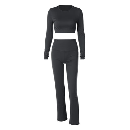 Women’s Long Sleeve Top & Slim Pants Two-Piece Set - Casual Style