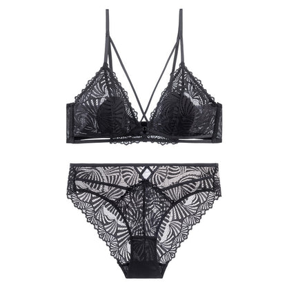 Breathable Lace Criss-Cross Lingerie Set