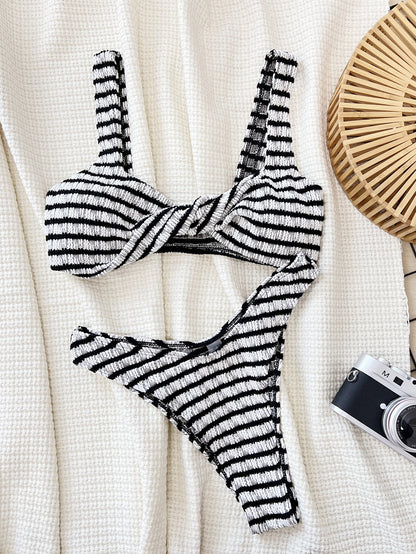 Black White Contrast Color Swimsuit