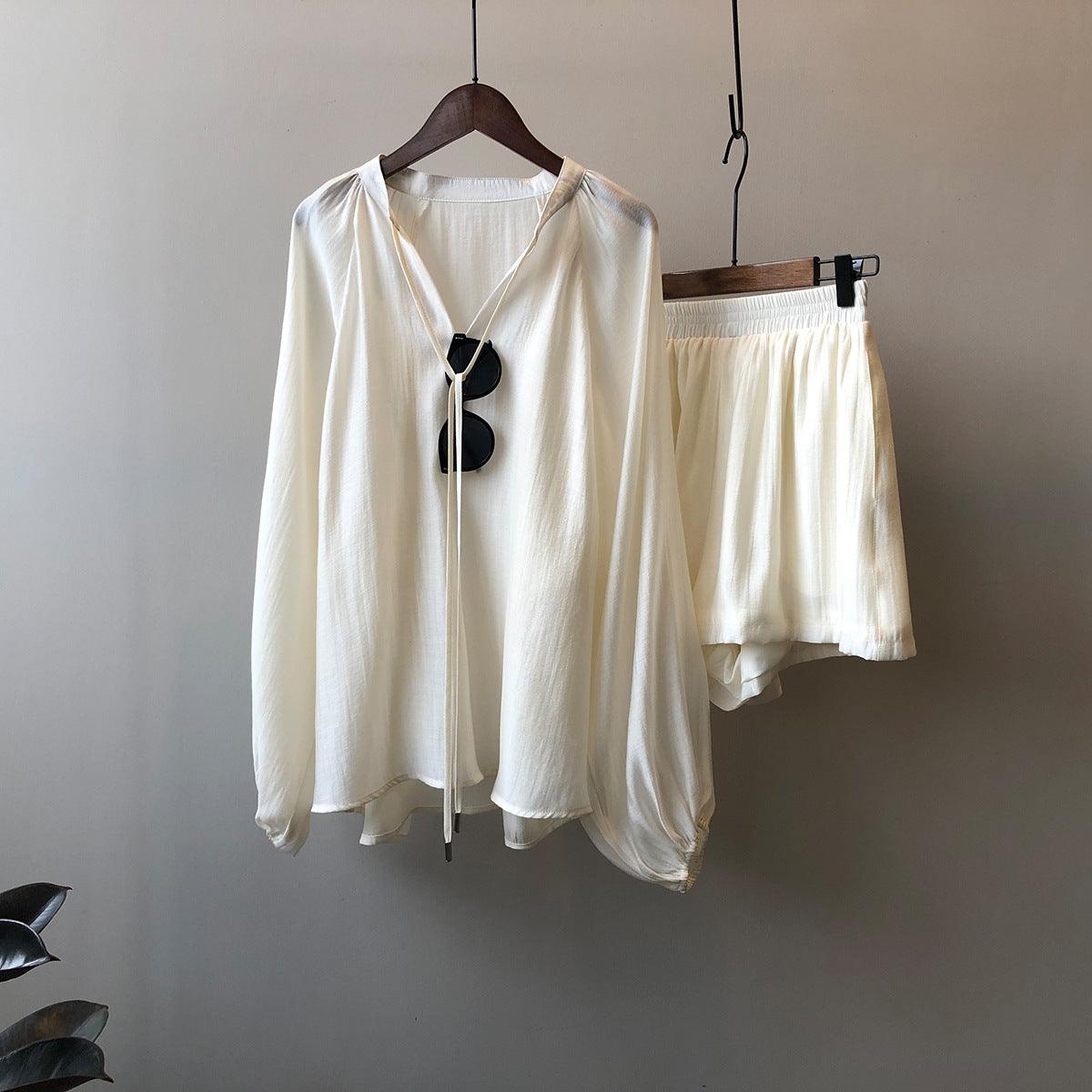 Women Summer Long Sleeve Shorts Outfit - ForVanity 