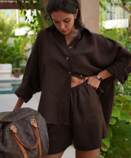 Summer Women Vacation Casual Loose Shorts Outfit - ForVanity 