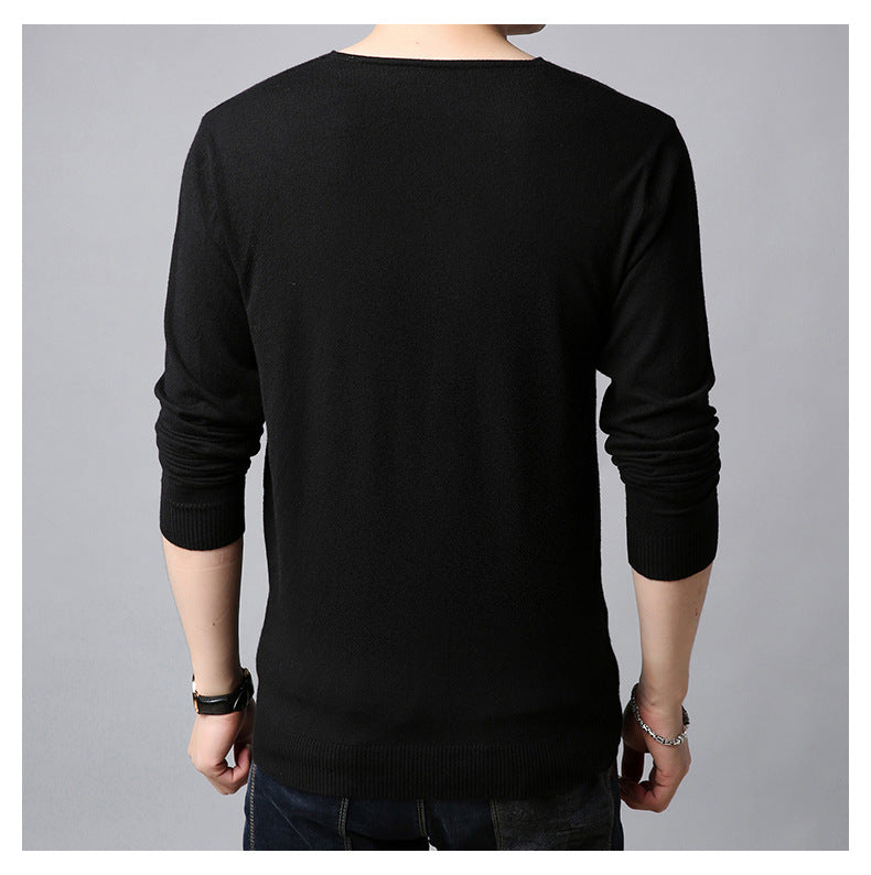 Men's Slim-Fit Long Sleeve Pullover - Round Neck Casual Top