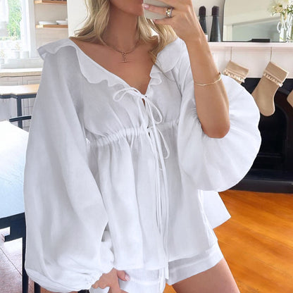 Cotton Linen White Summer Women Shorts Outfit
