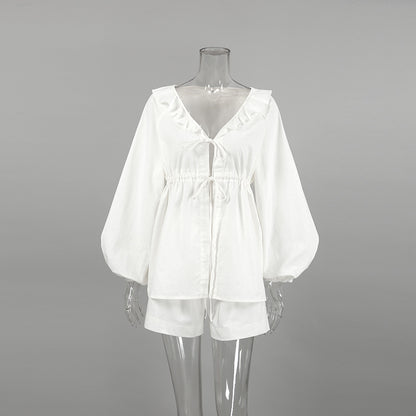 Cotton Linen White Summer Women Shorts Outfit