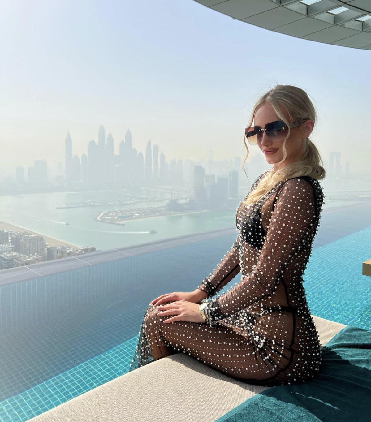 Shimmering Diamond Mesh Beach Dress: Elegance Meets Allure - ForVanity Beachwear, dress, Summer, Vacation Dress, women's clothing Vacation Dress