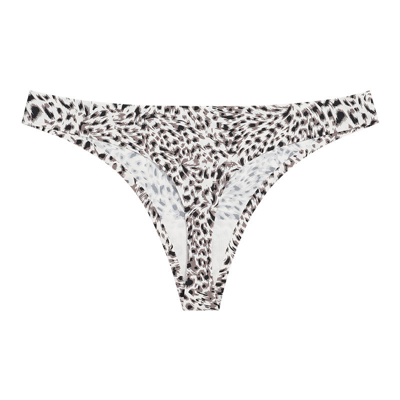 Leopard Print Low Waist Breathable Ice Silk Thongs