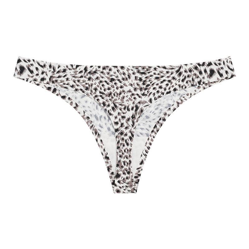 Leopard Print Low Waist Breathable Ice Silk Thongs - ForVanity underwear, women's lingerie Thongs