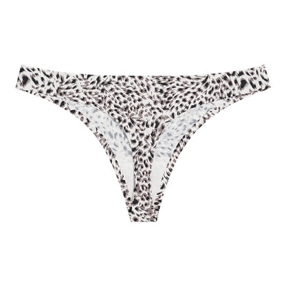 Leopard Print Low Waist Breathable Ice Silk Thongs - ForVanity underwear, women's lingerie Thongs