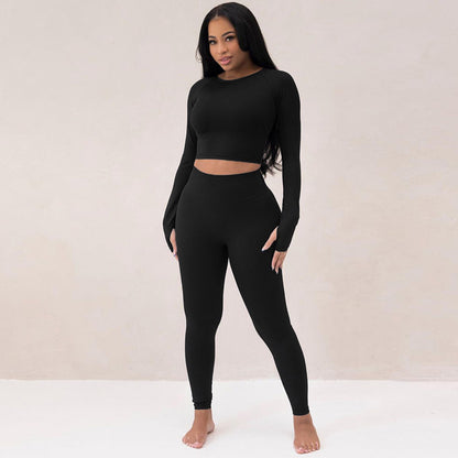 Women’s Slim Fit Long Sleeve Top & High Elastic Yoga Pants - Casual Set - ForVanity pant outfit, women's outfits Pants Outfits