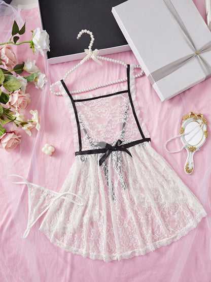 Floral Lace Suspender Skirt: Summer Elegance