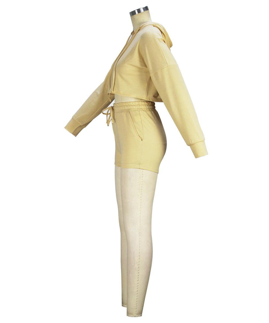 Women Long Sleeve Sweater Hooded Shorts Sports Outfit - ForVanity sweaters outfits, women's outfits Sweaters Outfits