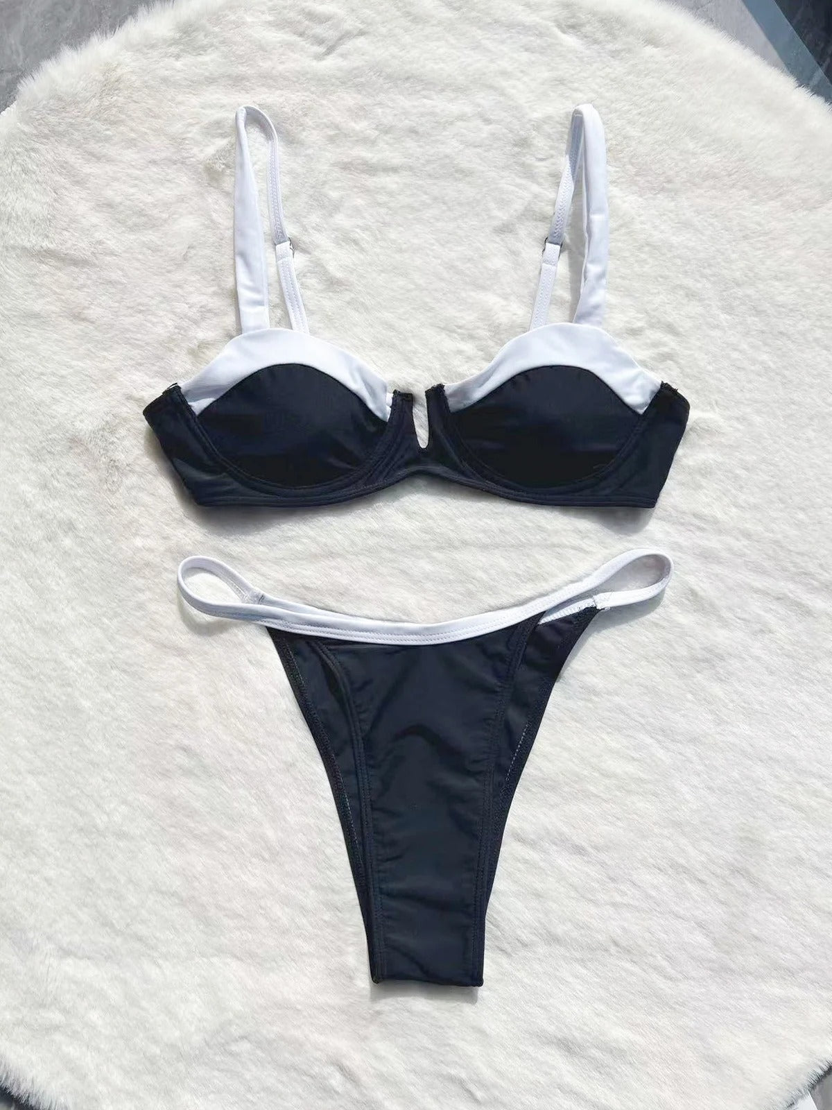 Low Waist Bikini Stitching Split Swimsuit