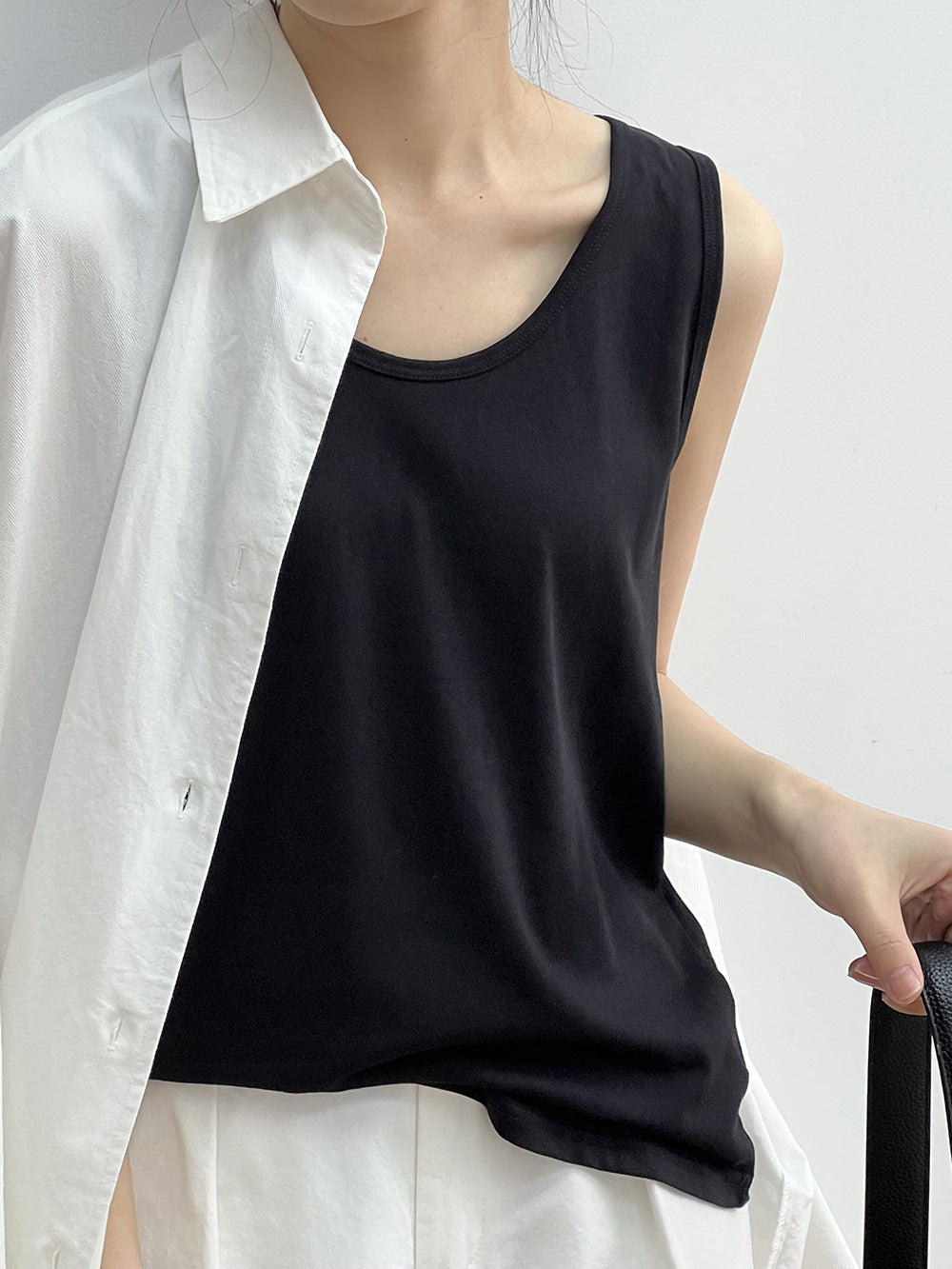 Korean Simple U Collar Slimming Top