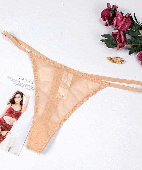 Sheer Mesh Low Waist T-Back Thongs - ForVanity underwear, women's lingerie Bikini