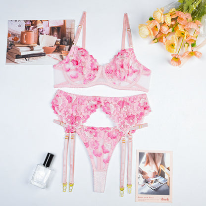 Romantic Floral Embroidery Lingerie Set