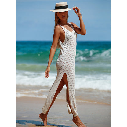 Travel Vacation Breathable Knitted Maxi Dress Beach