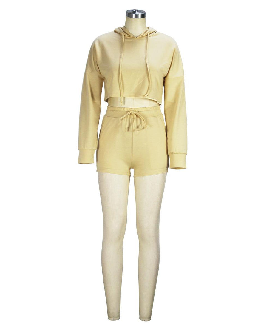 Women Long Sleeve Sweater Hooded Shorts Sports Outfit - ForVanity sweaters outfits, women's outfits Sweaters Outfits