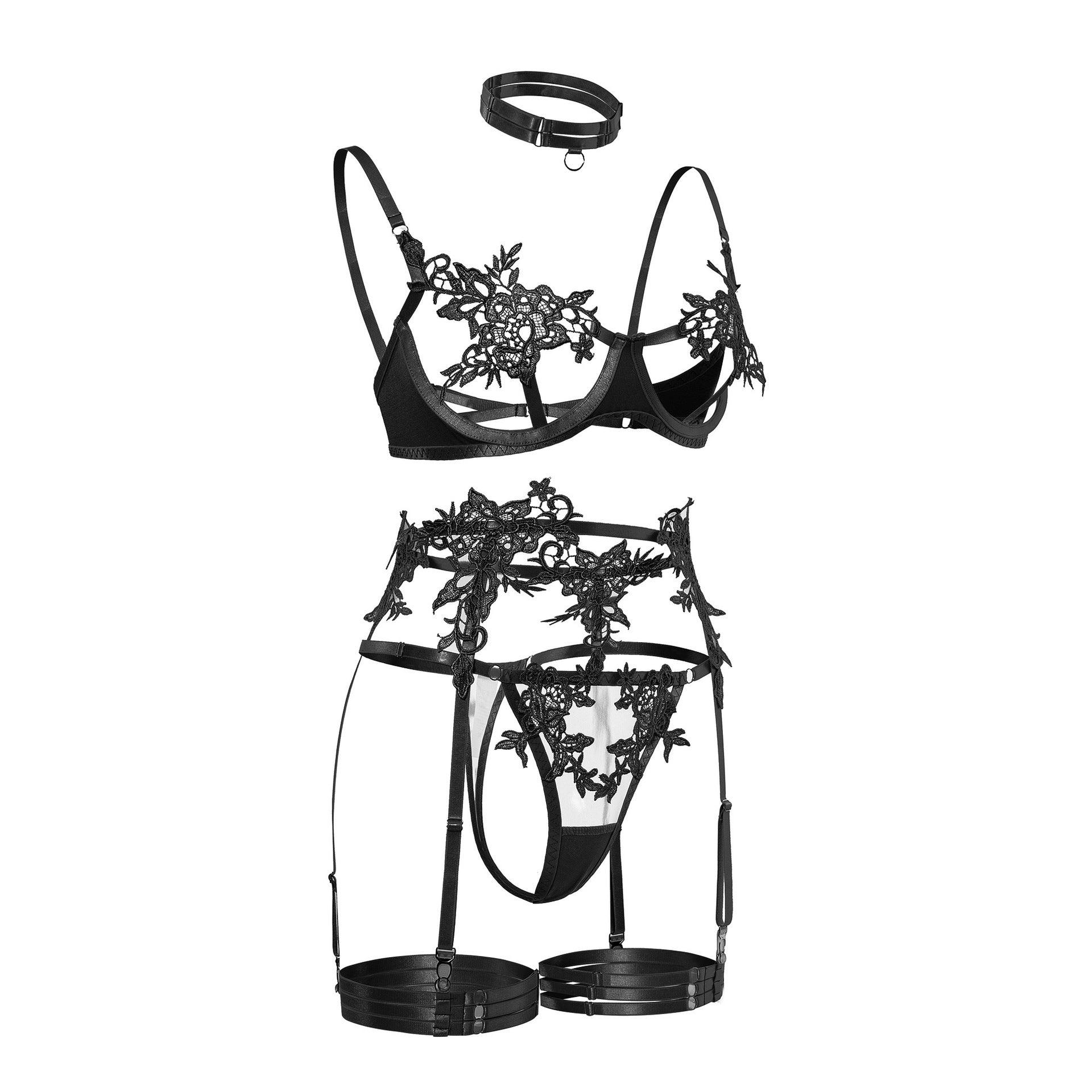 Luxurious Floral Mesh Lingerie Set - ForVanity lingerie, women's lingerie Lingerie Set