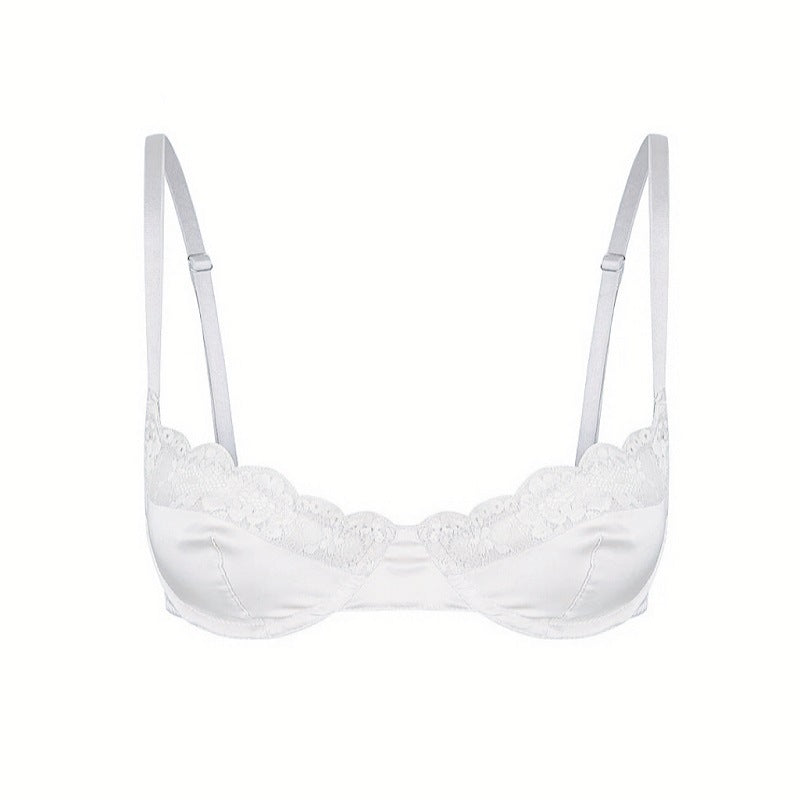 Elastic Satin Lace Edge Bra