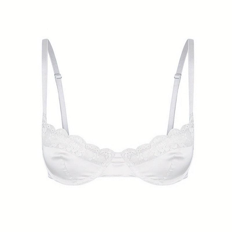 Elastic Satin Lace Edge Bra - ForVanity bras, women's lingerie Bras