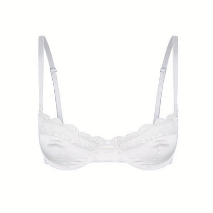 Elastic Satin Lace Edge Bra