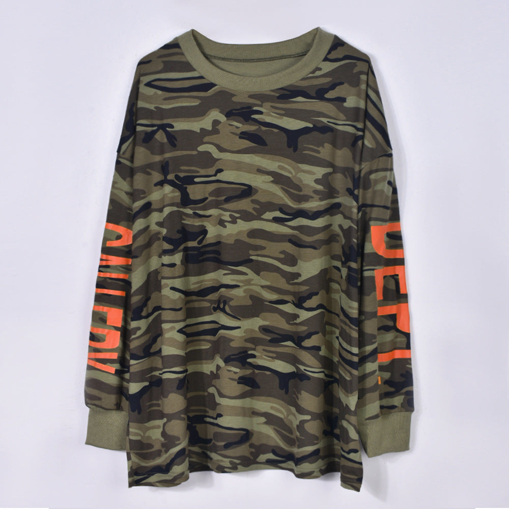 Women's Camouflage Hollow-Out Street-Style Pullover