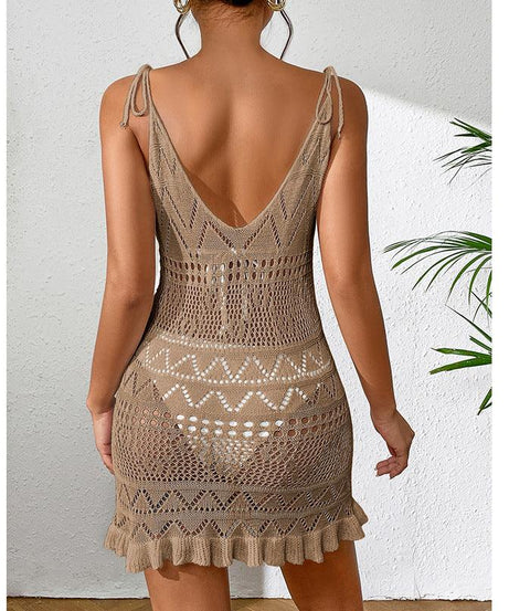 Short Knitted Knitted Beach Dress - ForVanity dress, Vacation Dress Vacation Dress
