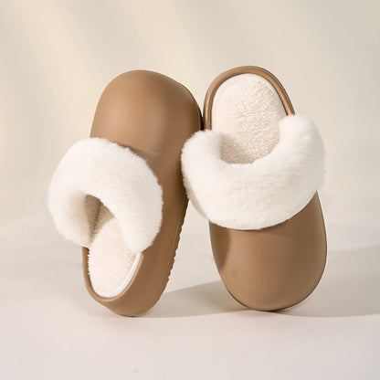 Removable Slippers Winter Waterproof Plush Shoes Household Thick Bottom Detachable Warm Fuzzy Home Slippers Bedroom House Shoes Women