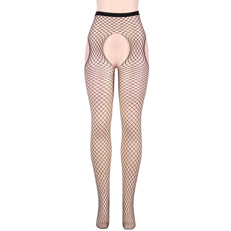 Fishnet See through Open Crotch Black Stockings