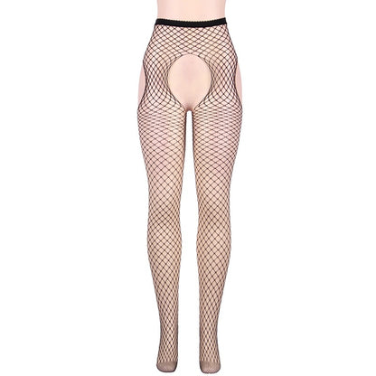 Fishnet See through Open Crotch Black Stockings