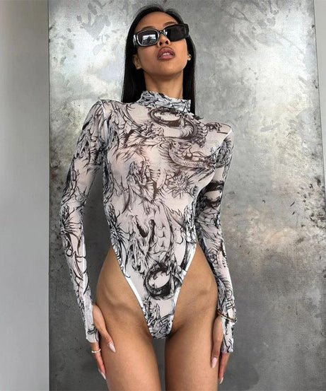 Tie Dyed Sexy Lingerie Jumpsuit Tie Dyed Sexy Tight Fitting Outerwear Bodysuit One Piece - ForVanity women's bodysuits, women's clothing Bodysuits