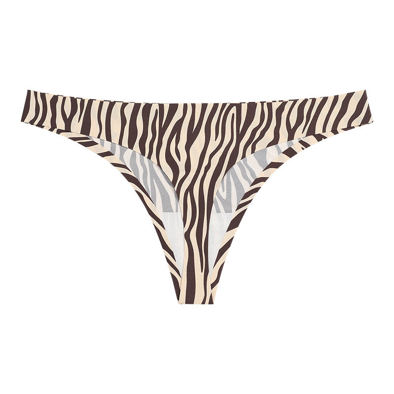 Leopard Print Low Waist Breathable Ice Silk Thongs