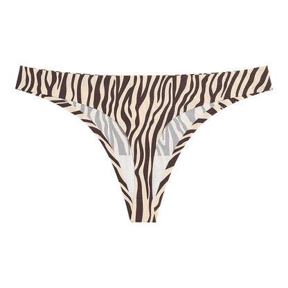 Leopard Print Low Waist Breathable Ice Silk Thongs - ForVanity underwear, women's lingerie Thongs