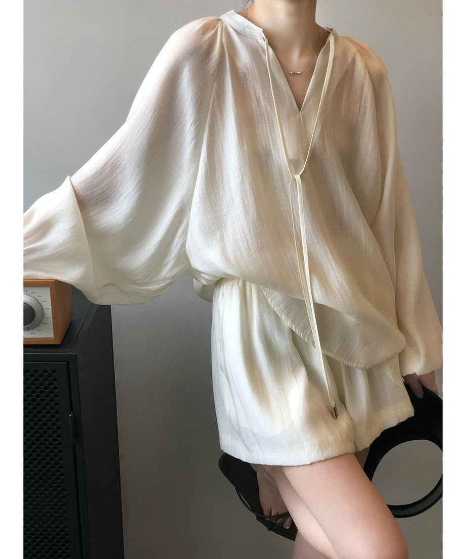 Women Summer Long Sleeve Shorts Outfit - ForVanity 