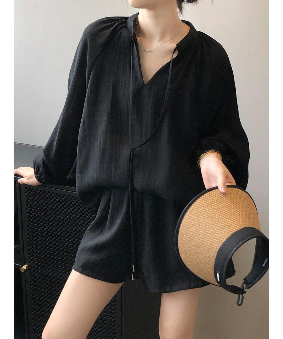 Women Summer Long Sleeve Shorts Outfit - ForVanity 