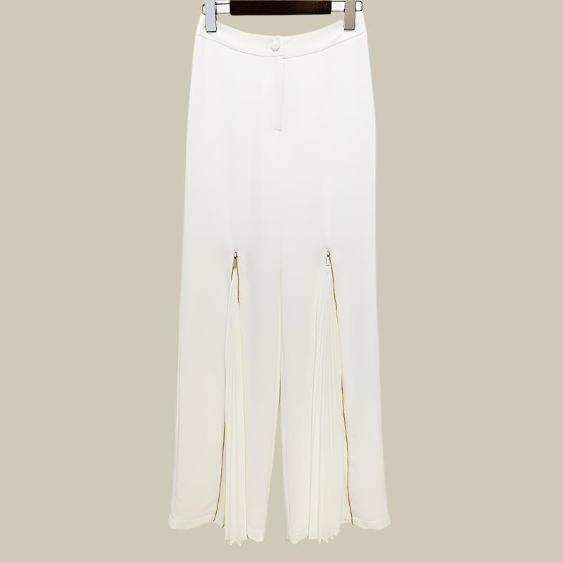 Women’s Pleated Zipper Trousers & Lace-Up Blazer Suit - Office Style - ForVanity women's clothing, women's outfits, women's suits Pant Suits