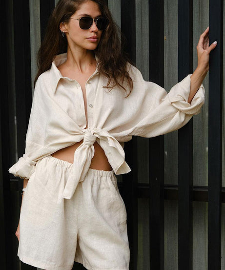 Summer Women Vacation Casual Loose Shorts Outfit - ForVanity 